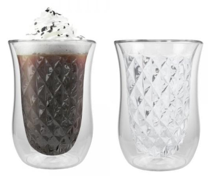 Akcesoria do ekspresów EZYSTYLE Szklanki termiczne Ezy Style "Diamond" 250ml do kawy 2 szt.